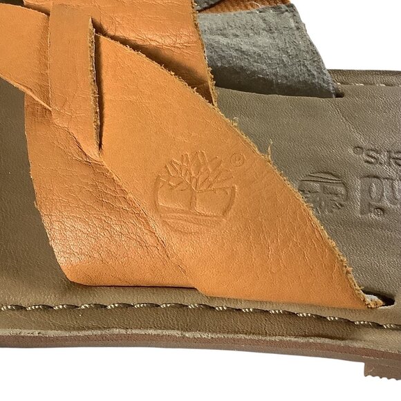 Timberland Earthkeepers Sheafe Flip Flop Sandals Womens Size 8 Orange Leather - Picture 5 of 13